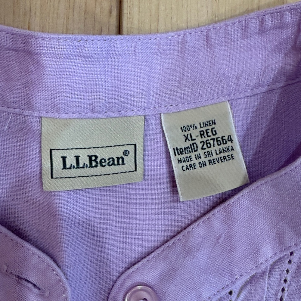 L.L. Bean Lavender Linen Shirt - Picture 2 of 8
